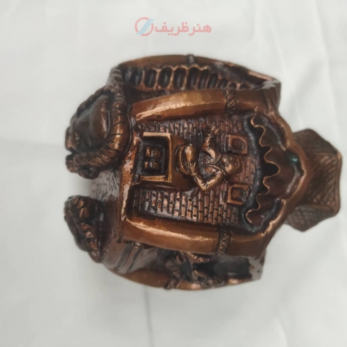 گلدان مسی قلمزنی برجسته کاملاً دست ساز