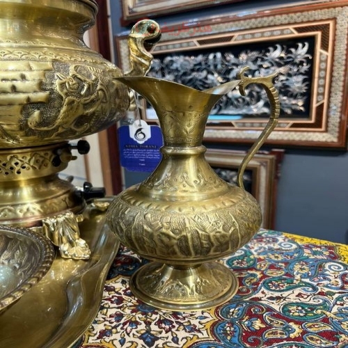 سرویس سماور گازی قلمزین برنجی 6 لیتری ورق ضخیم و کاربردی