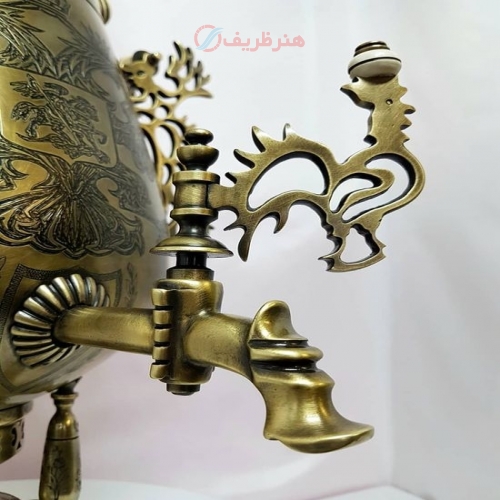سماور زغالی ۸ لیتری مدل جام، کله شیر خروسی مینیاتوری