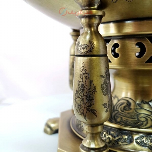 سماور زغالی ۸ لیتری مدل جام دسته ملکه، شیر جدید