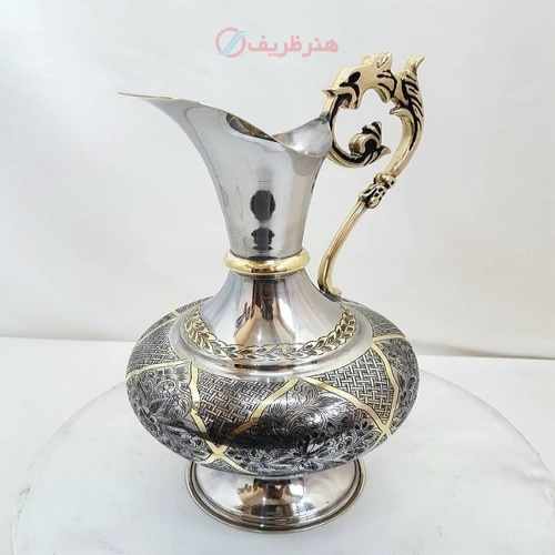 سماور زغالی ۸ لیتری مدل عدسی با کنده کاری سنتی، قلم دست، سبک ریز قلم مینیاتوری