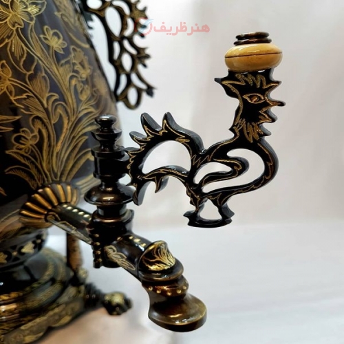 سماور زغالی برنجی ۸ لیتری مدل جام با سرویس ۴ تیکه ی خاص