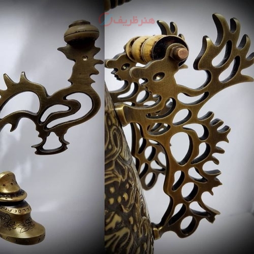 سماور زغالی مدل جام به سبک جدید (آنتیک هایلایت) طرح بازار و کاروانسرا