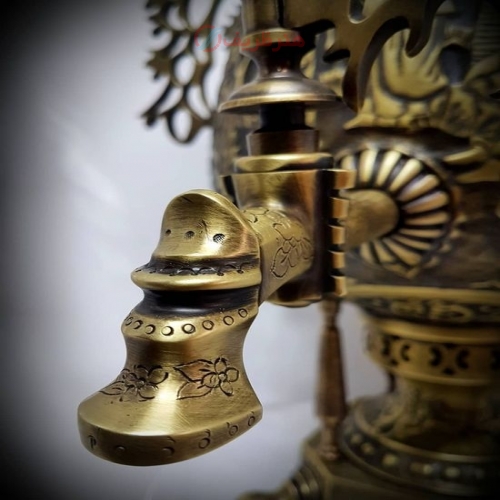سماور زغالی مدل جام به سبک جدید (آنتیک هایلایت) طرح بازار و کاروانسرا