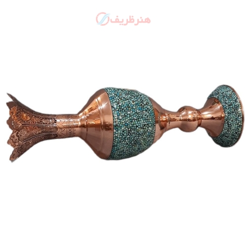 گلدان مسی فیروزه کوب شده مدل سنبلدان