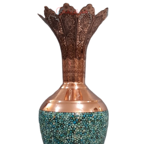 گلدان فیروزه کوبی مسی