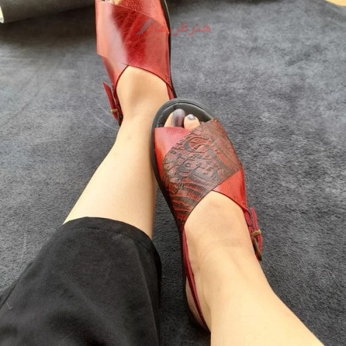 صندل زنانه چرمی دست دوز چرم طبیعی