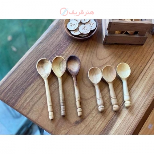 قاشق چوبی دسته خراطی