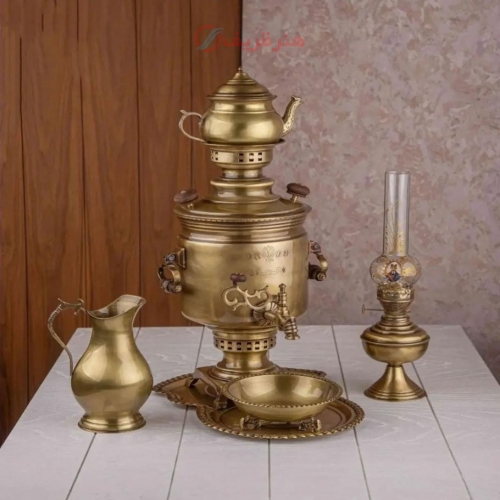 سرویس سماور برنجی ٦ لیتری روکش نانو