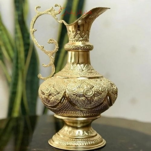 سرویس سماور برنجی قلمزنی ٥ لیتری اعلاء با آبکاری شبه طلا