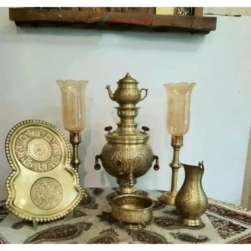 سرویس سماور قلمزنی ٦ لیتری اعلاء قلمزنی طرح فرش - هنرظریف