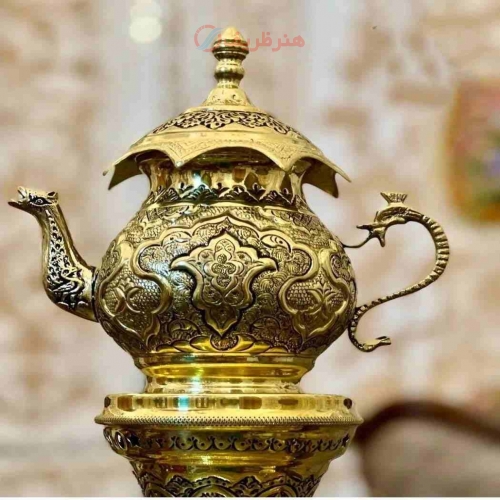 سرویس سماور قلمزنی زغالی، برنجی 8 لیتری رنگ ثابت