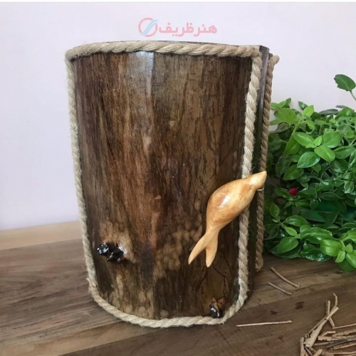 چراغ و جاشمعی چوب گردو پوشش داده شده با روغن مخصوص