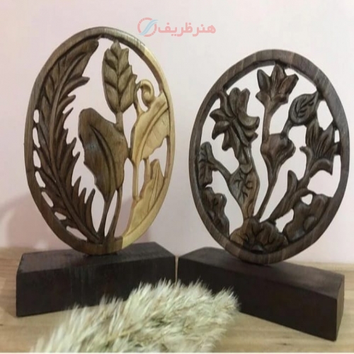 استند دکوری رومیزی منبت کاری چوب گردو و نارون