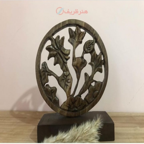 استند دکوری رومیزی منبت کاری چوب گردو و نارون