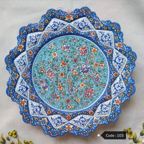 بشقاب میناکاری مسی