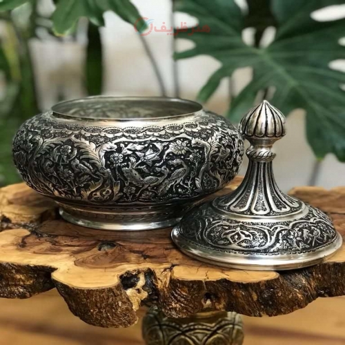 گزخوری قلم زنی 31 سانتی، قلمزنی گل و مرغ و خطوط اسلیمی