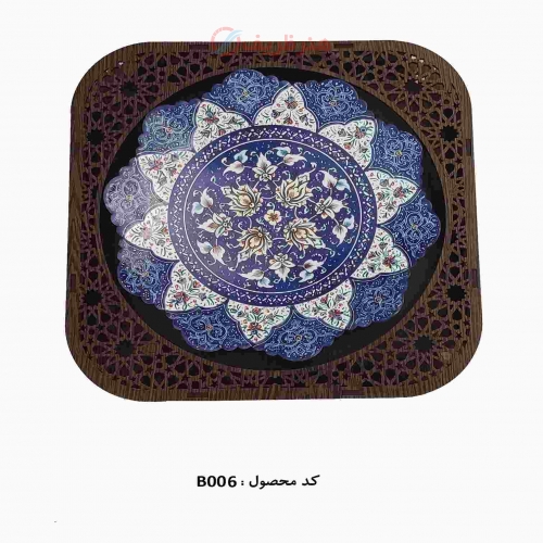 بشقاب طرح گل پرداز و میناکاری