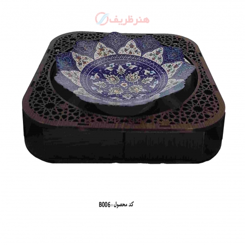 بشقاب طرح گل پرداز و میناکاری مسی لعاب شده