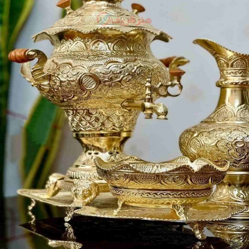 سرویس سماور برنجی 3.5 لیتری قلم دست اعلاء