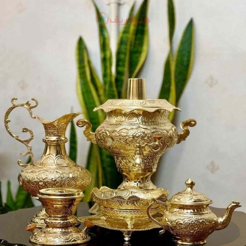 سرویس سماور برنجی 3.5 لیتری قلم دست اعلاء