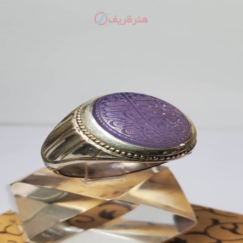 انگشتر نقره حکاکی عقیق کبود یمنی