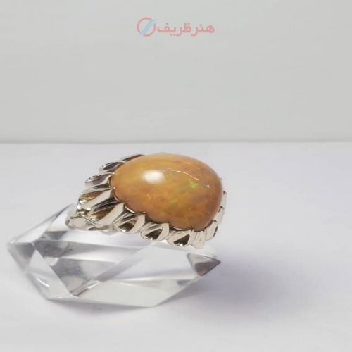 انگشتر اوپال اتیوپی تراش اشکی رکاب نقره