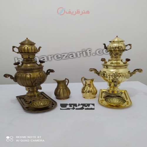 سماور زغالی برنجی زغالی 1 لیتری ورق ضخیم - هنرظریف