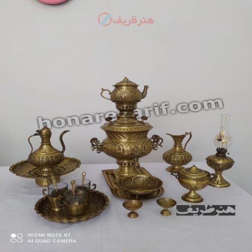 سرویس سماور 3.5 لیتری لبه دار دسته توری - هنرظریف