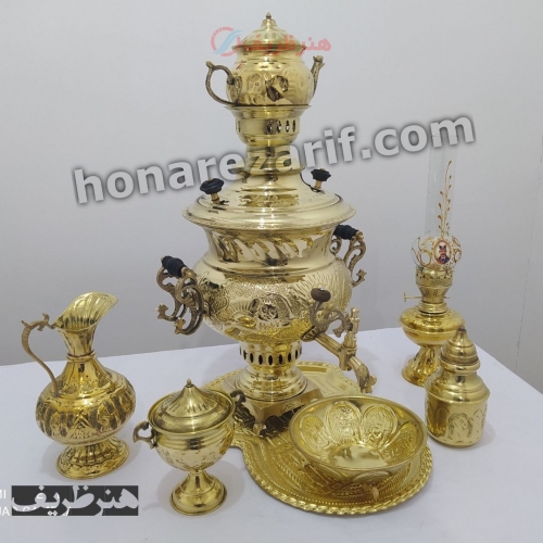 سرویس سماور زغالی برنجی 7 لیتری - هنرظریف