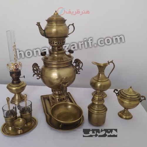 سرویس 5 تکه سمارو زغالی برنجی 3 لیتری توپی ساده