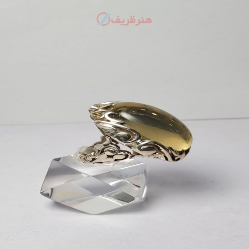 انگشتر مردانه کوارتز لیمویی معدنی