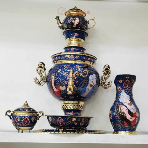 سرویس سماور برنجی میناکاری