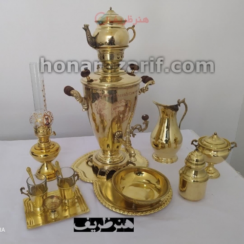 سرویس سماور زغالی برنجی 5 لیتری زغالی مدل کور - هنرظریف