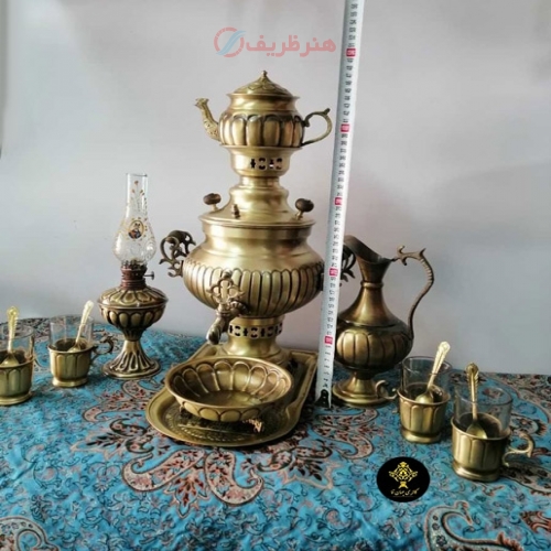سماور زغالی برنجی آنتیک نانو ست 14 تکه