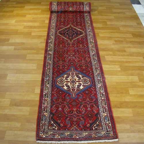 فرش دستباف اسد آباد همدان طرح ۵ ترنج سایز كناره رنگ زمینه لاكي رنگ حاشیه كرم کد ۳۹۰۳۳