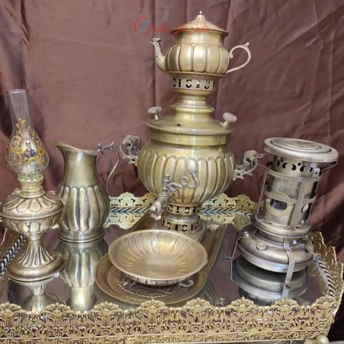سماور زغالی برنجی 3 لیتری ورق ضخیم و سنگین وزن آنتیک شده - هنرظریف