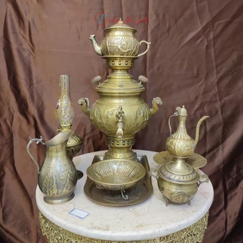 سرویس کامل سماور زغالی 3 لیتری هخامنشی 9 پارچه