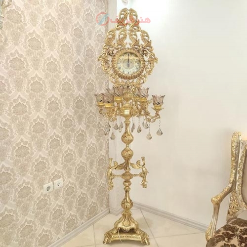 آباژور ساعتی 4 شاخه جنس آلیاژ آلومینیوم آبکاری برنج