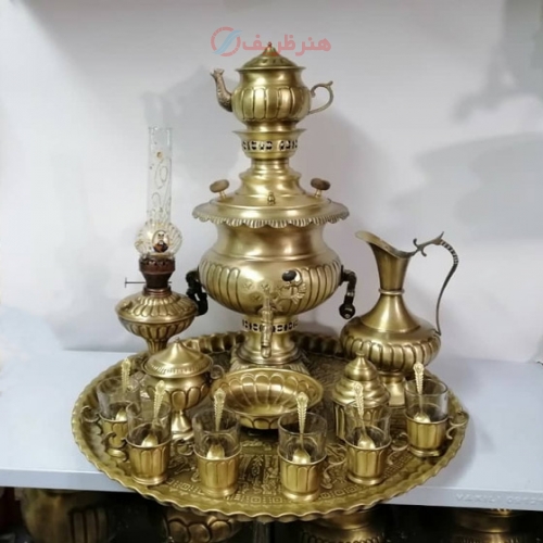 سماور زغالی7 لیتری یلدا سرویس برنجی با ورق ضخیم - هنرظریف