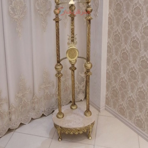 ساعت ایستاده 3 ستون، رنگ ثابت، جنس آلیاژ آلومینیوم با آبکاری برنز
