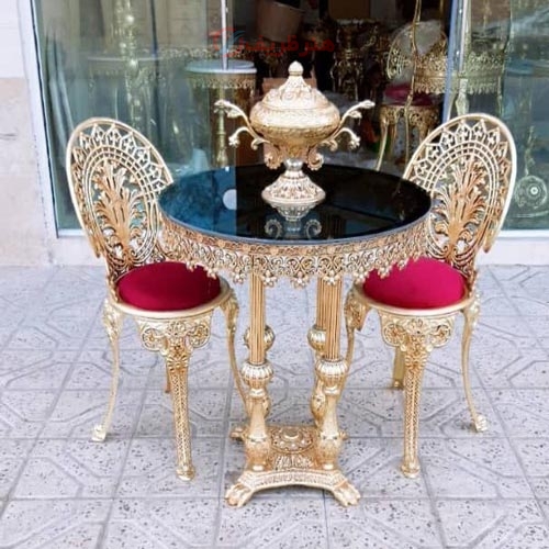 ناهارخوری 2 نفره طرح برنز با رنگ ثابت، قطر 80، کیفیت درجه 1 - هنرظریف