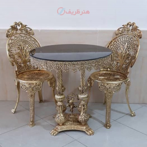 میز ناهارخوری 2 نفره طرح برنز با رنگ ثابت، قطر 80، کیفیت درجه 1