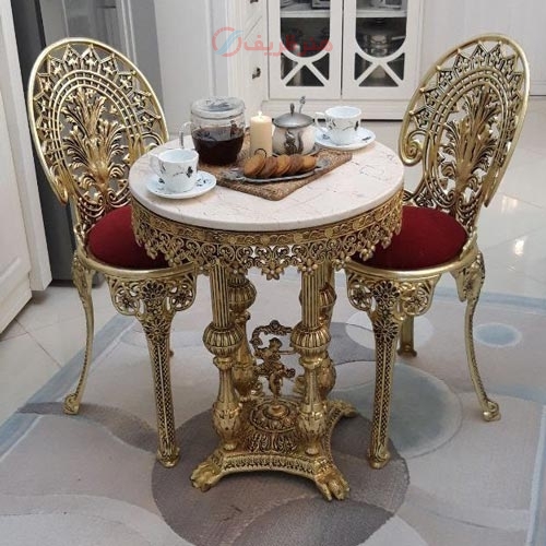میز ناهارخوری 2 نفره طرح برنز با رنگ ثابت، قطر 80، کیفیت درجه 1