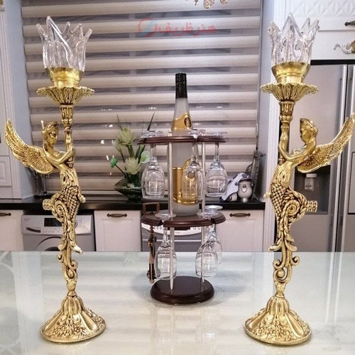 شمعدان ملائکه، جنس آلیاژ آلومینیوم، آبکاری برنز - هنرظریف