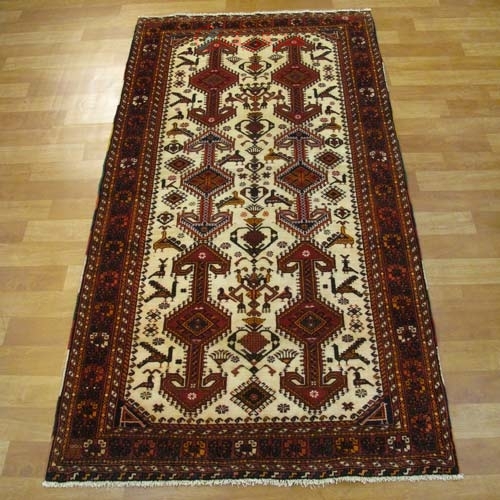 فرش دستباف نصرآباد قشقایی طرح سراسر سایز قاليچه رنگ زمینه كرم رنگ حاشیه لاكي کد ۳۹۳۱۹ - هنرظریف