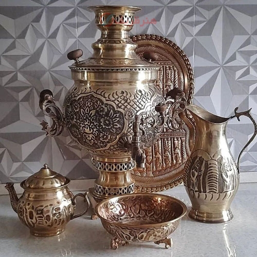 سماور ذغالی 6 لیتری طرح گل - هنرظریف