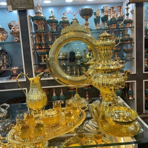 سماور 4 لیتری برقی، قلمزده آب طلا، قلم تخت جمشید - هنرظریف