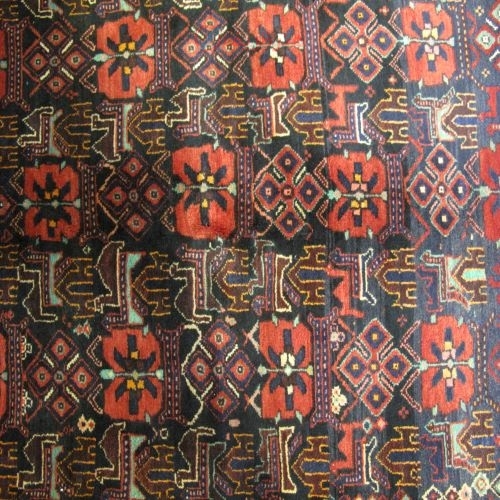 فرش دستباف سيرجان طرح افشان سایز قاليچه رنگ زمینه سرمه اي رنگ حاشیه كرم کد ۳۹۷۱۴