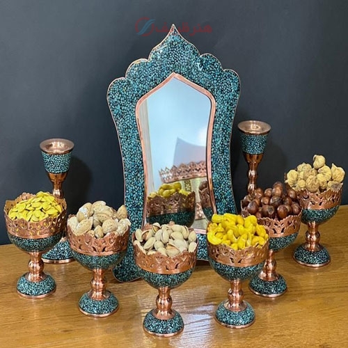 سروس آینه شمعدان و هفت سین فیروزه کوب - هنرظریف